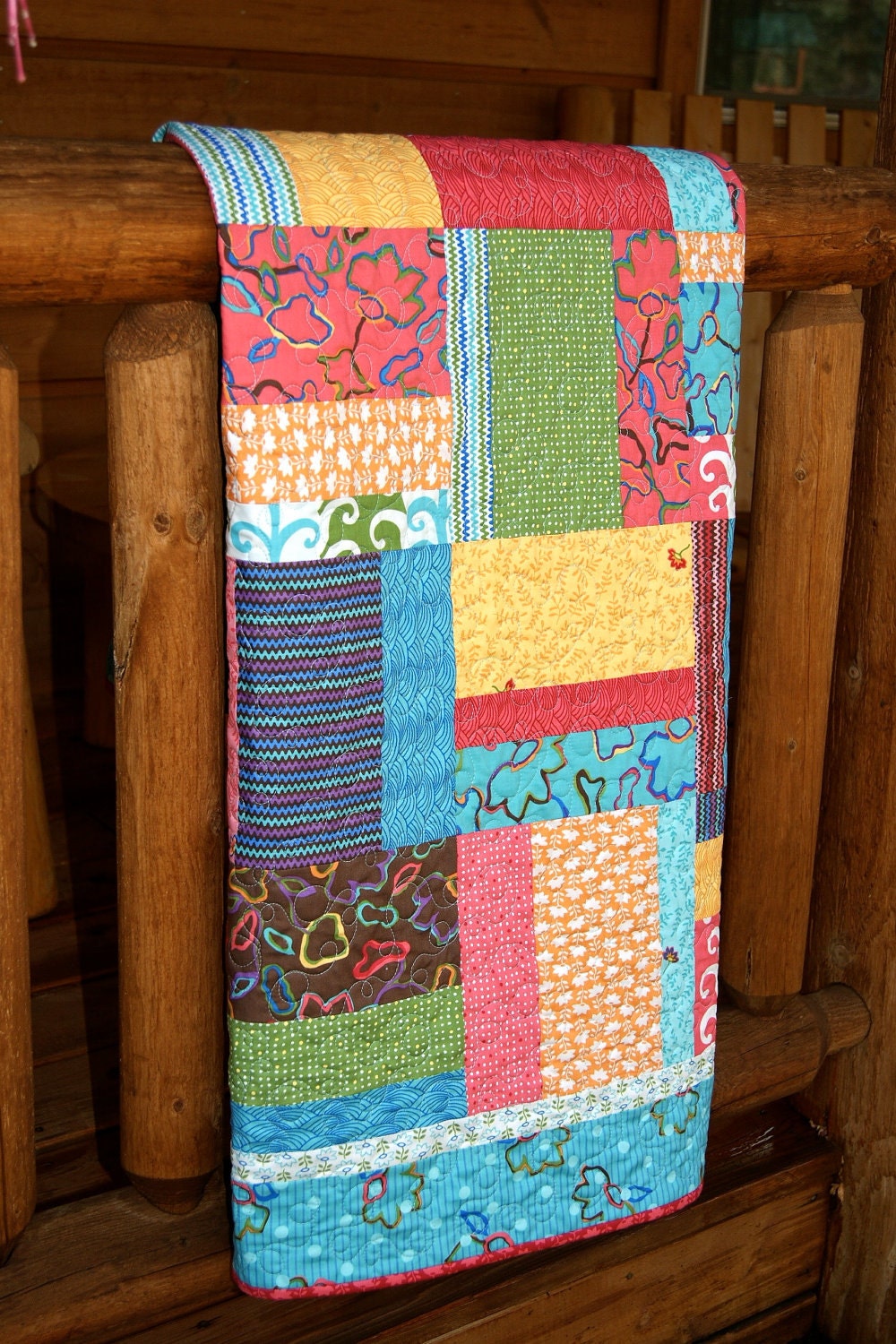 Playful Fingerpaints HANDMADE Baby Toddler Quilt
