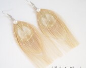 Champagne Ivory Peacock Feather Earrings - ASPEN - customizable and made to order
