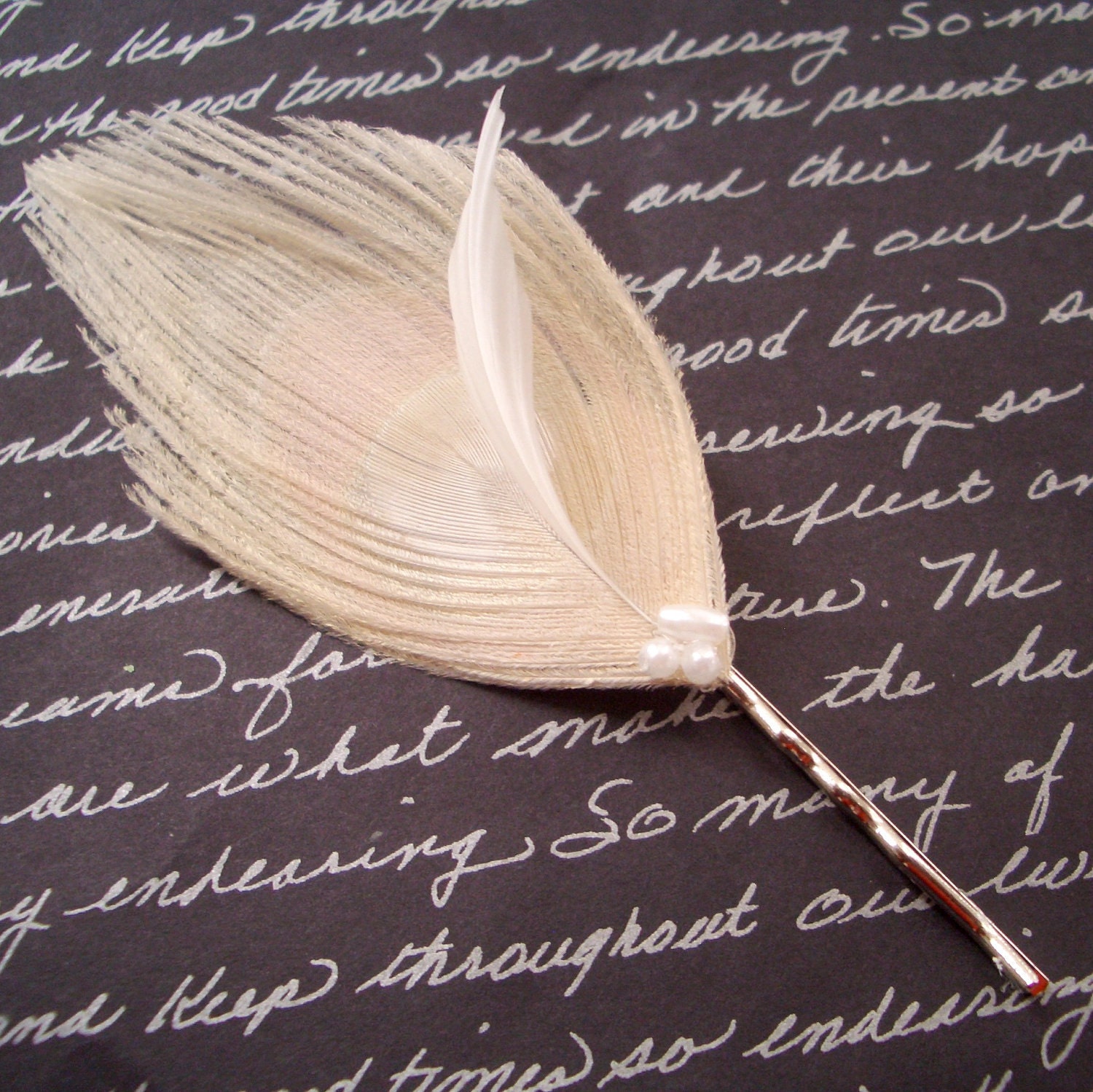 Peacock Bobby Pin - ASPEN- Ivory Peacock Hairpin for the Bridesmaids or Everyday
