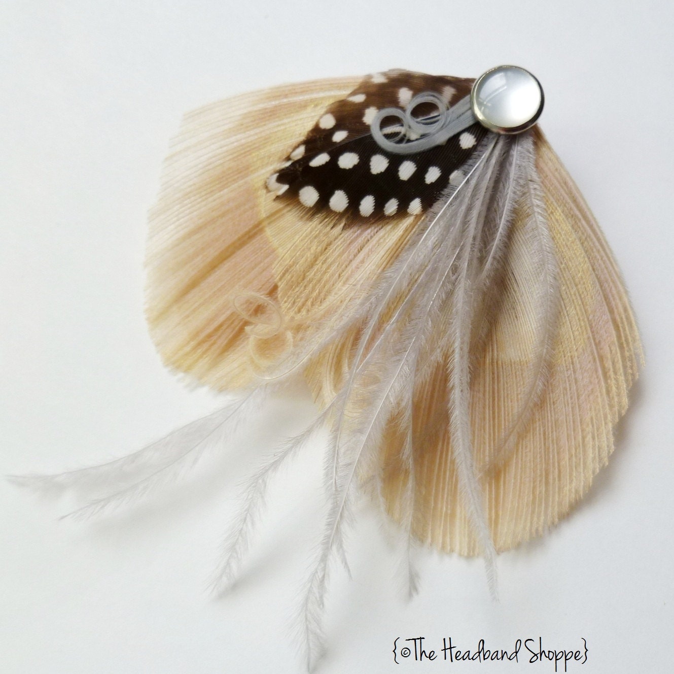 Reserved for Doria's Wedding Party - Emma Cream and Grey Hair Clips