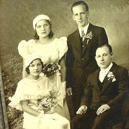 Lovely Vintage Wedding Photo ca. 1920s, with Unusual Clothes