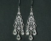 Rhinestone Chandelier Bridal Earrings --  Chandelier Earrings in Silver Filigree and Swarovski Crystal Rhinestones -- CONTESSA
