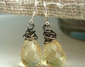 Oxidized Yellow Citrine Earrings
