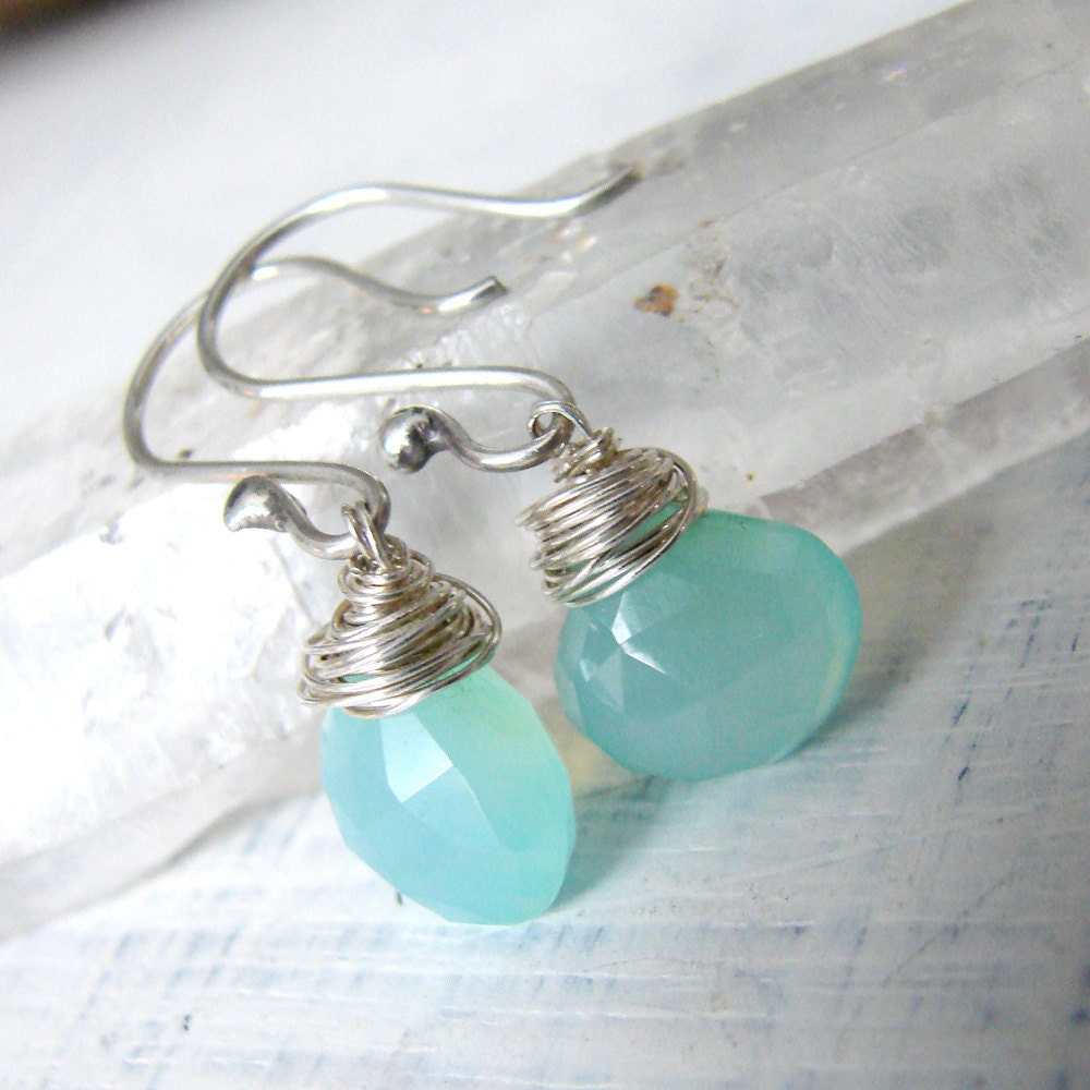 Tiffany Blue Chalcedony Earrings. Blue Dangle Earrings. Silver Dangle Earrings