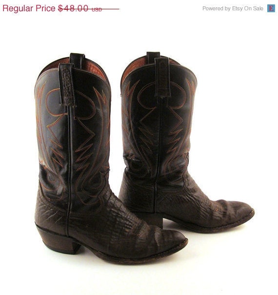 On SALE Brown Cowboy Boots Vintage 1980s Brahma Men's size 8