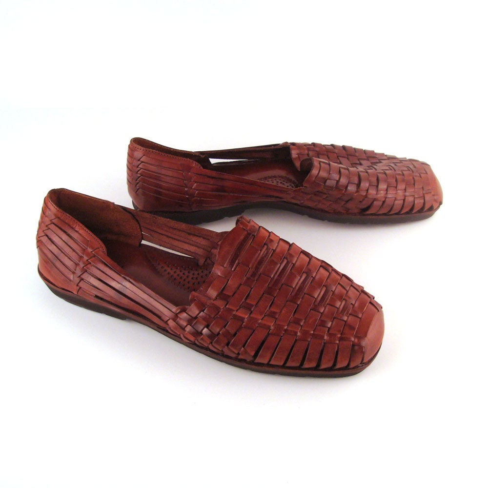 Mens Huarache Sandals Vintage 1980s Mens Woven Leather Nordstrom Size ...
