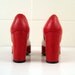 Vintage 1970s Platform Shoes Made by Qualicraft Red and White Saddle Oxfords size 7
