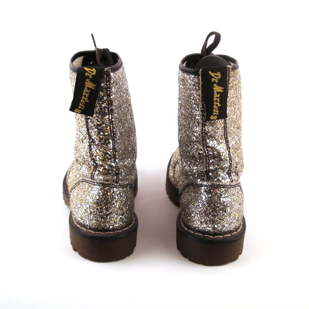Glitter Doc Martens Boots Vintage 1990 Silver Glitter Doc Martens Boots UK Size 5