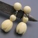 Vintage Pre Ban Ivory Jasmine Flower Silver Dangle Earrings