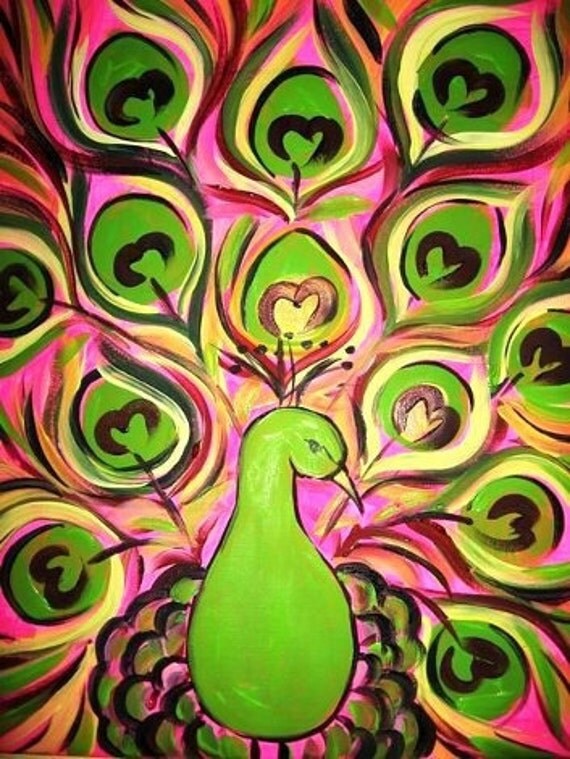 Peacock HEART  Art Print 11x14