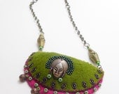 AMARA -eco- felt, African brass necklace