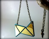 LIGHTNING - paper, wood, vinyl, brass necklace
