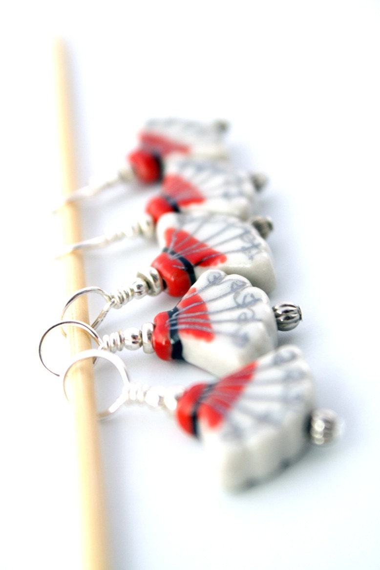 Sweet Fan- Knitting Stitch Markers- Set of 5- Medium