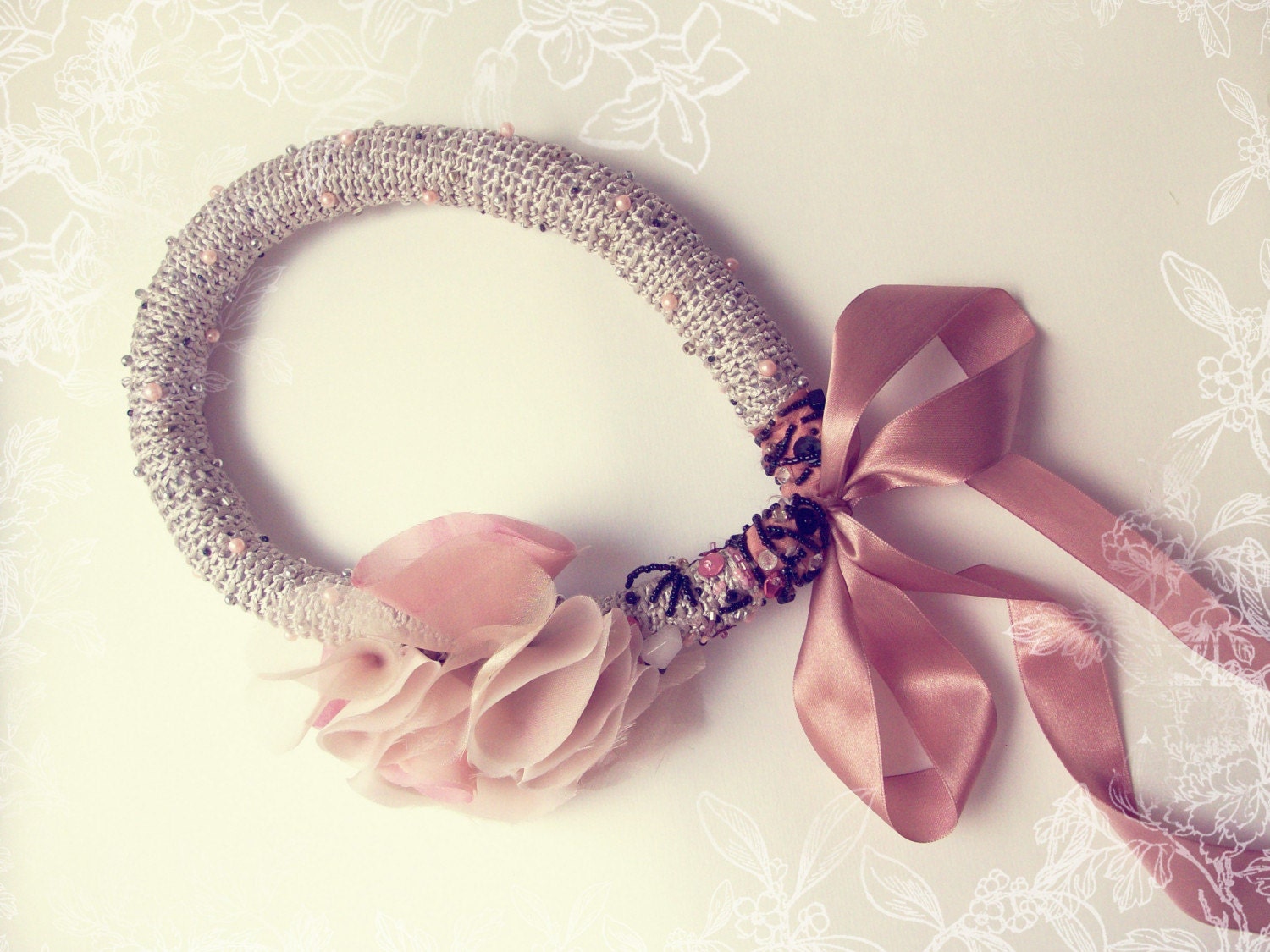 Peaches and Silver necklace