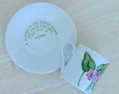 Hand painted porcelain custom monogrammed personalized demitasse espresso cup and saucer