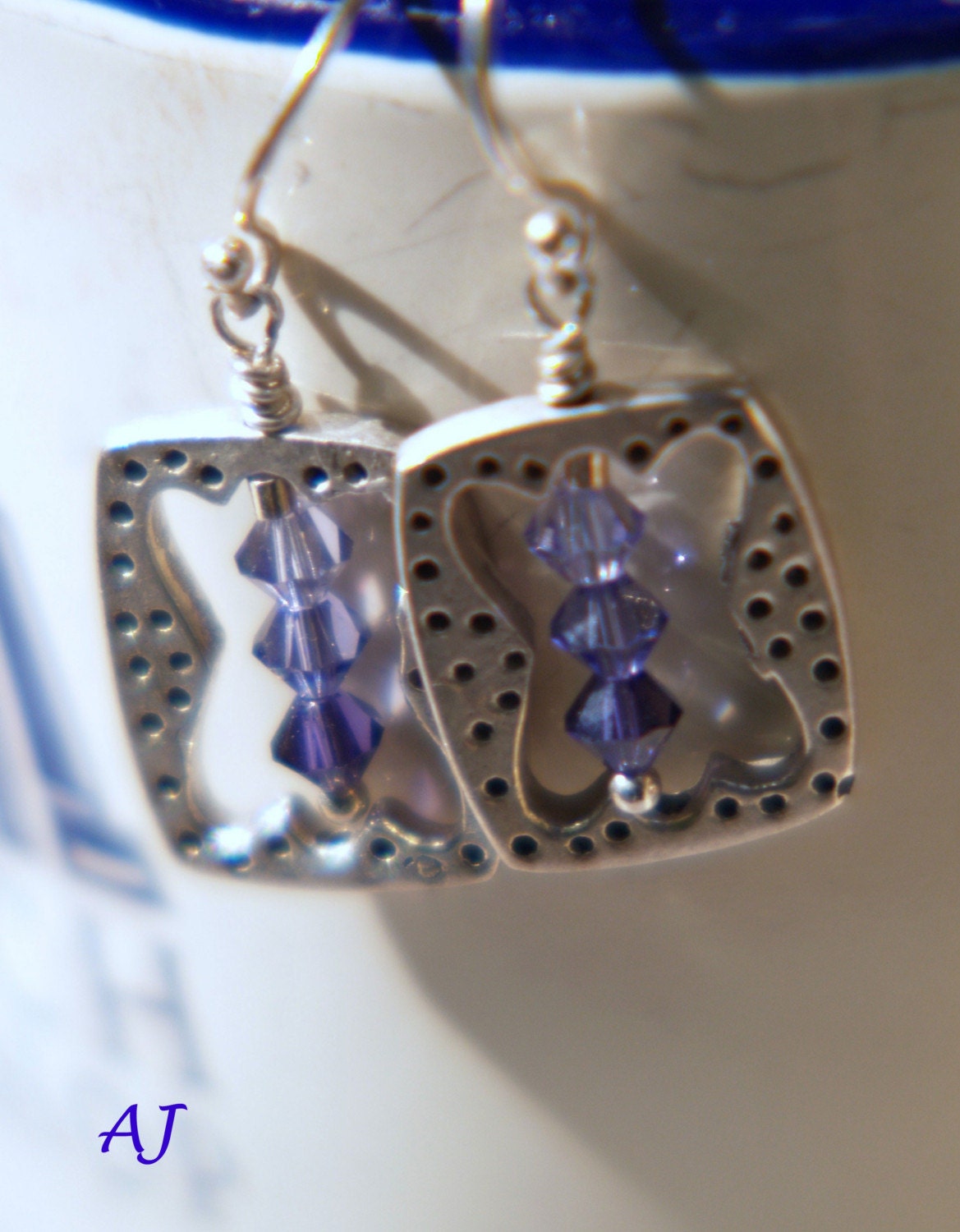Swarovski Crystal Earrings--Purple Color Gradation --