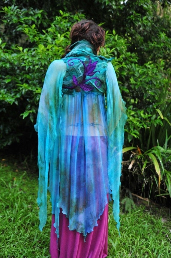 RESERVED for Yvette - Felt Fairy Melted Tulip Mermaid Gown OOAk