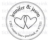 Custom Wedding hearts return address stamp
