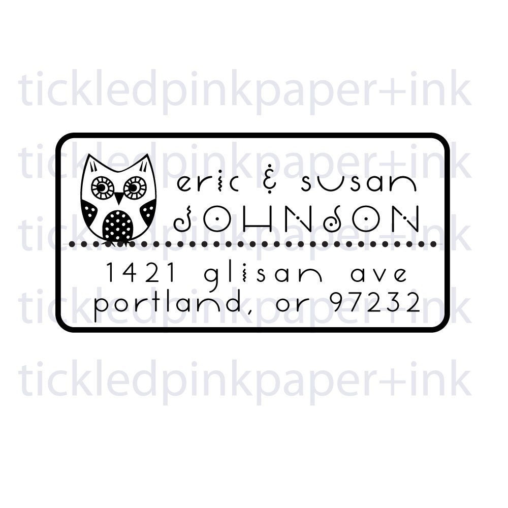 Custom return address stamp with cute little owl