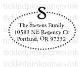 Custom address stamp dotty oval with your initial
