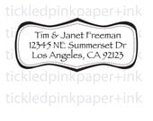 Custom address stamp with a bracket outline