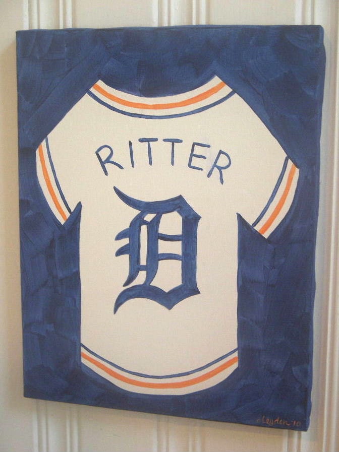 boy kid room decor..baby nursery wall art..custom canvas painting..hand painted artwork..12 x 12 11 x 14 team sports jersey personalized