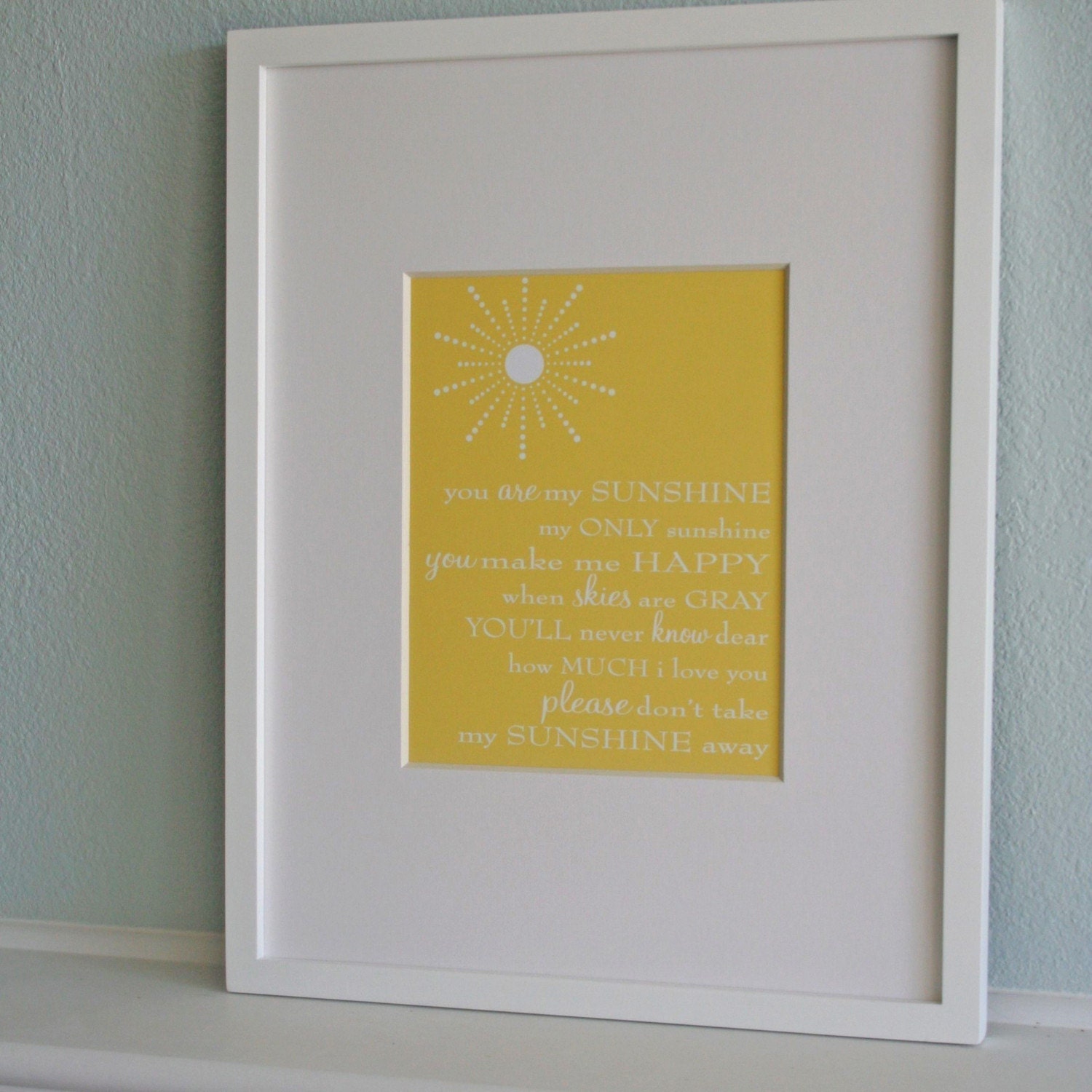 You Are My Sunshine - 8x10 Song Print with choice of color