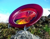 Red Glass Platter Fused Oval