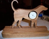 Dog miniature wooden desk clock