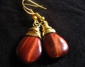 Red tiger's eye earrings - Irina
