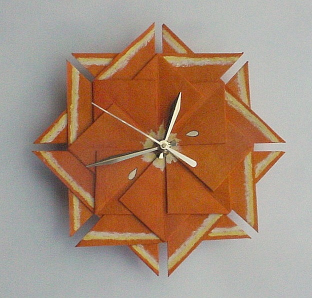 Kitchen Clock, Orange Origami Fruit Clock-Large