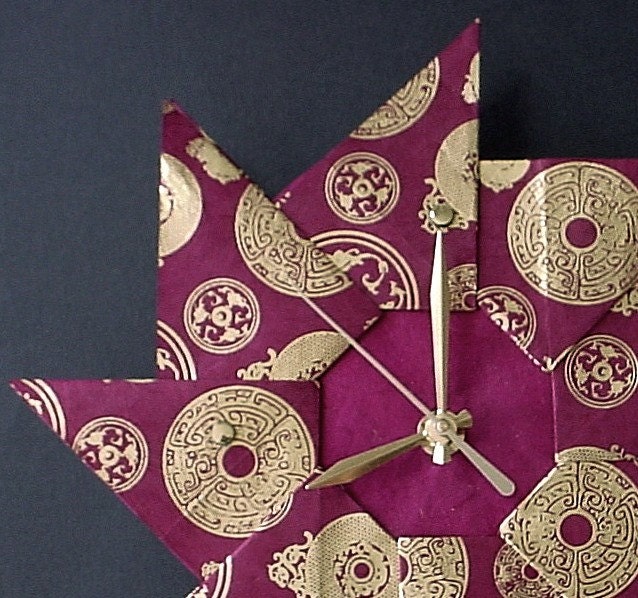 Unique Wall Clock Bordeaux Spiral Origami-Large