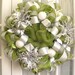 Deco Mesh CHRISTMAS Wreath Moss Green Silver White Door or Wall Wreath
