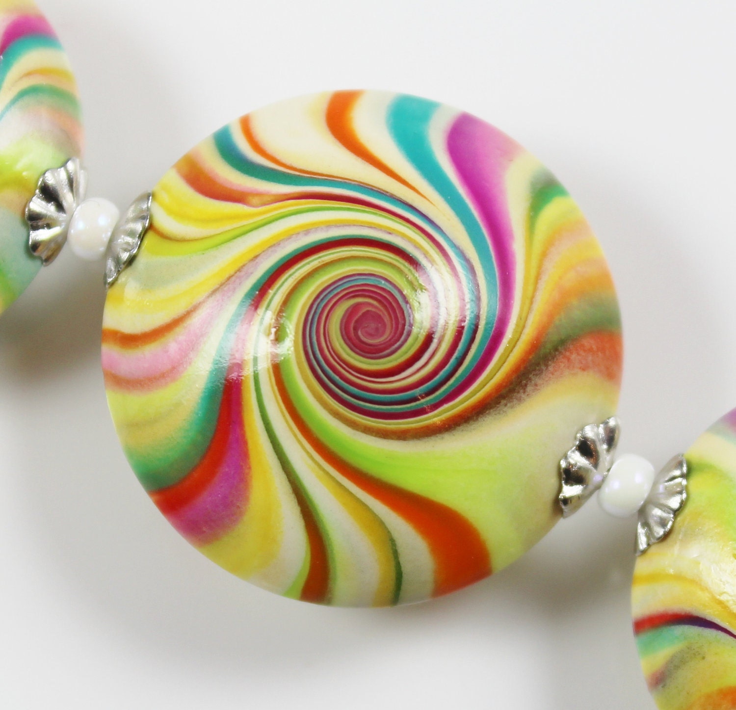 Polymer Clay Beads Swirl Beads Polymer Clay Swirl Beads