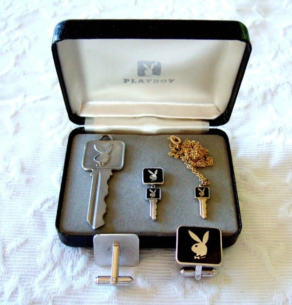 vintage playboy jewelry cufflinks tietacks necklace by IshiGallery