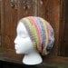Pastel Rainbow Striped Crochet Slouchy Tam Beanie Hat Spring fashion, MADE TO ORDER.