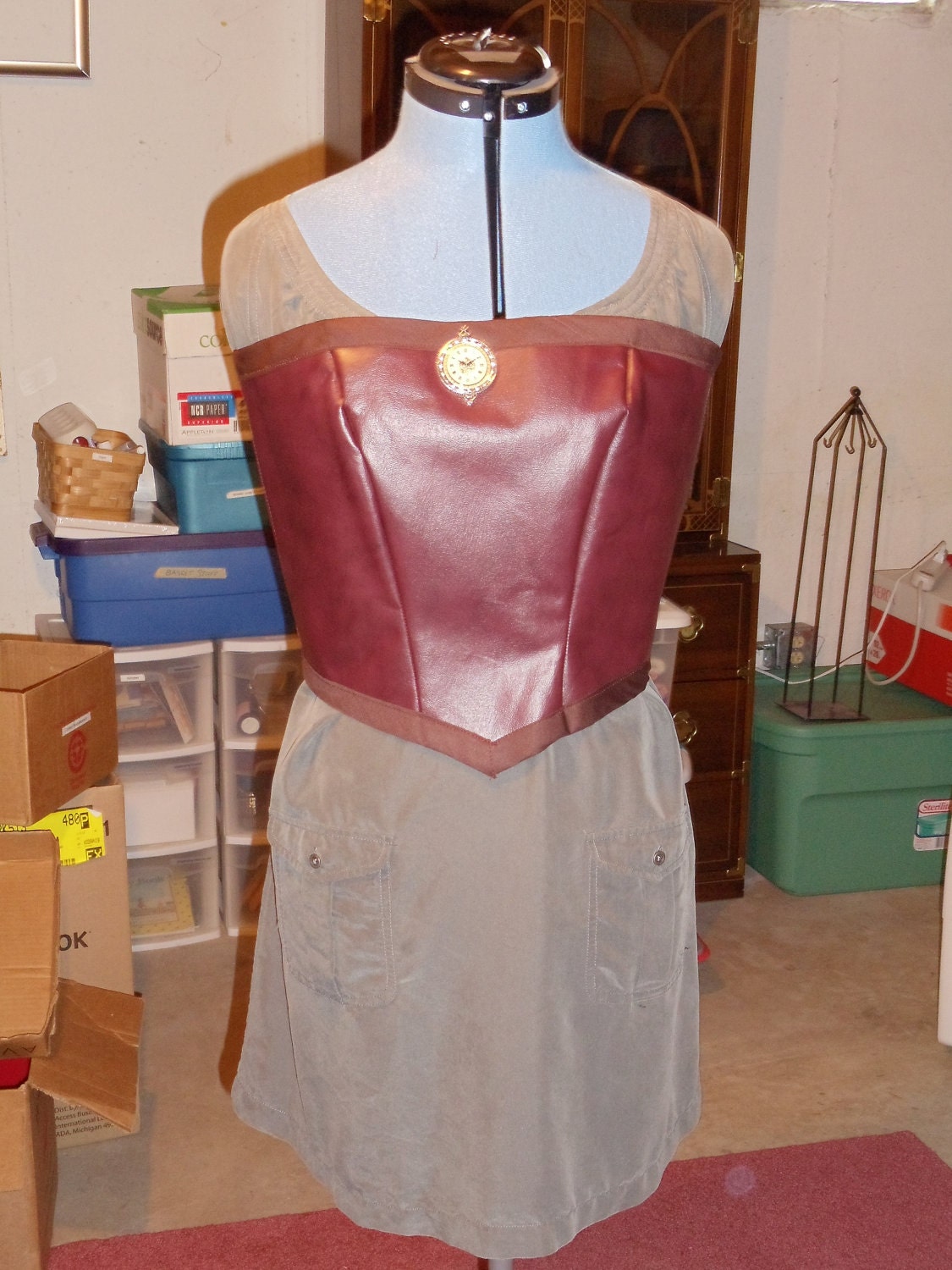Womans faux leather corset brown 1/2 PRICE SALE