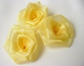 Yellow Organza Ribbon Rose set of 6