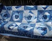 geometric twin quilt sofa throw in blues - Moose and Squirrel