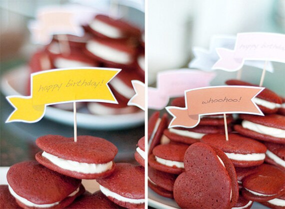DIY Printable Cupcake/Table/Place card Flags - custom colors
