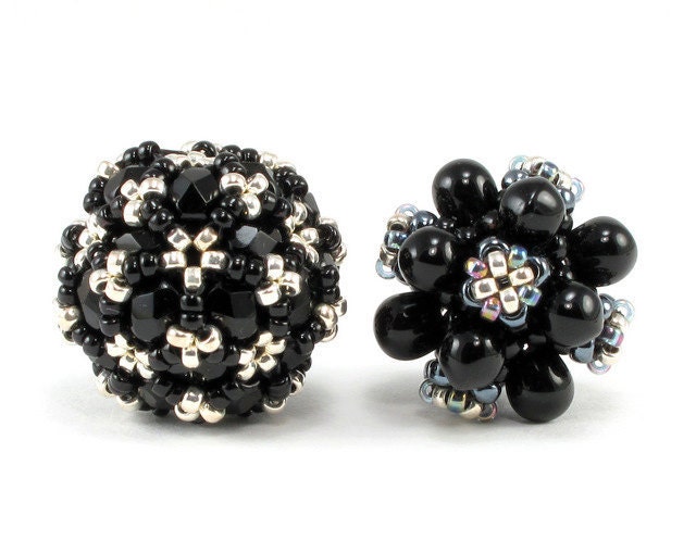 Handcrafted Black and Silver Beaded Bead Set