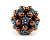 Handcrafted Bronze and Green Beaded Bead