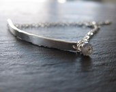 Sterling Silver Bar Bracelet with Labradorite - Lightly Hammered and Brushed Metal, Dainty, Simple and Modern