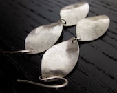 Modern Sterling Silver Earrings Recycled Textured Leaf