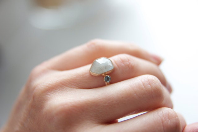 Umba Sapphire, Aquamarine and Recycled 14k Gold Ring