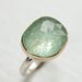 Colombian Emerald Ring in Recycled 14k Gold and Sterling Silver -Free Form Rose Cut Gemstone