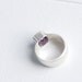 Purple Amethyst Cushion Sterling Ring with Wide Band - checkerboard cut stone, brushed finish