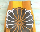Tote - vintage 70s mod fabric with flower reverse applique