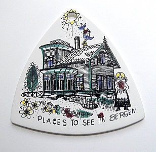 Vintage Stavangerflint Ceramic Plaque:  Kari Nyquist, Bergen, Norway