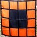 Vintage Echo Silk Scarf, Orange, Black, Squares